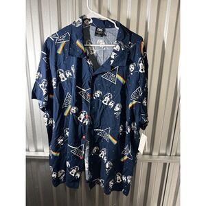 Men's Pink Floyd Dark Side of the Moon Short Sleeve Button Down Shirt 2XL